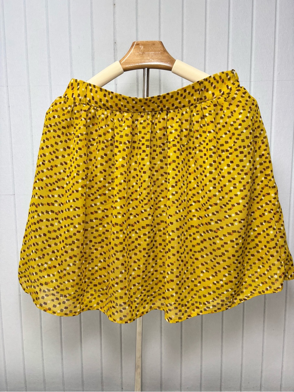 Mossimo Supply Co. Yellow Mini Skirt with Brown Print Size M